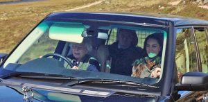 THE QUEEN DRIVING KATE(THE DUCHESS OF CAMBRIDGE) ON THE BALMORAL ESTATE NEAR LOCH MUICK. PHOTO TAKEN ON THE PUBLIC PATH WHICH TAKES YOU OUT ONTO THE GROUSE MOORS...PHOTO PETER JOLLY NORTHPIX